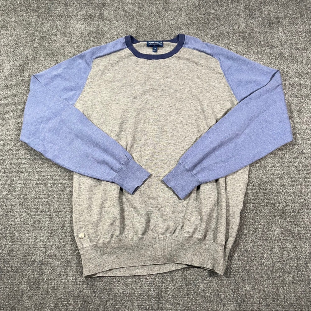 Peter Millar Crown Crafted Sweater Mens M Pima Cotton Merino Wool Gray Preppy